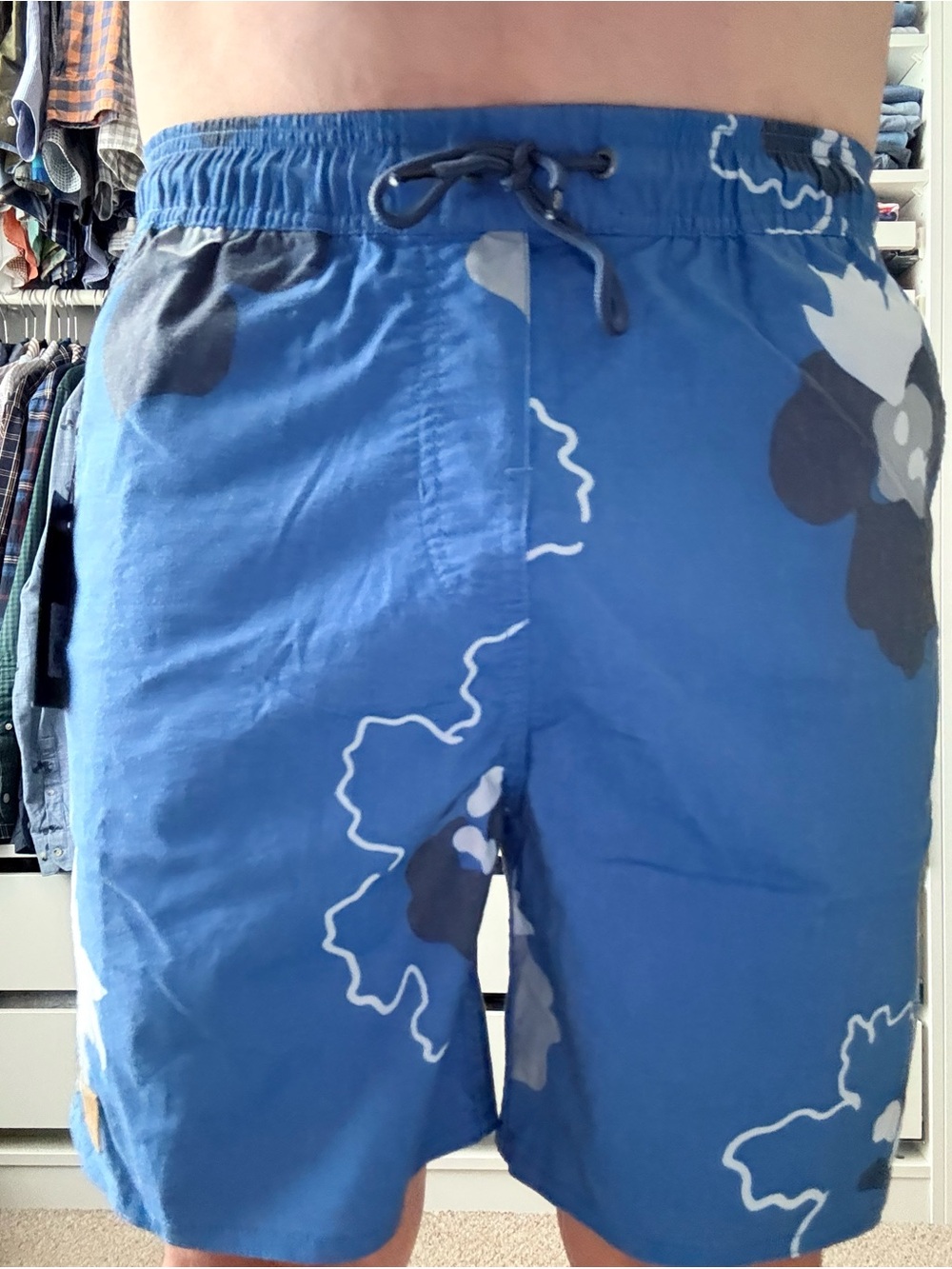 Brixton Blue Floral Swim Trunks with Drawstring